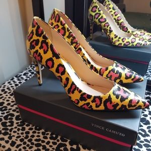 Vince Camuto - Size 11 - Treesha Pump - Yellow and Pink Leopard Print
